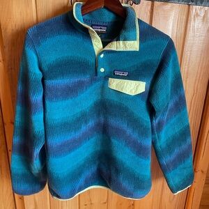 Patagonia Teal and Yellow Fleece Pullover